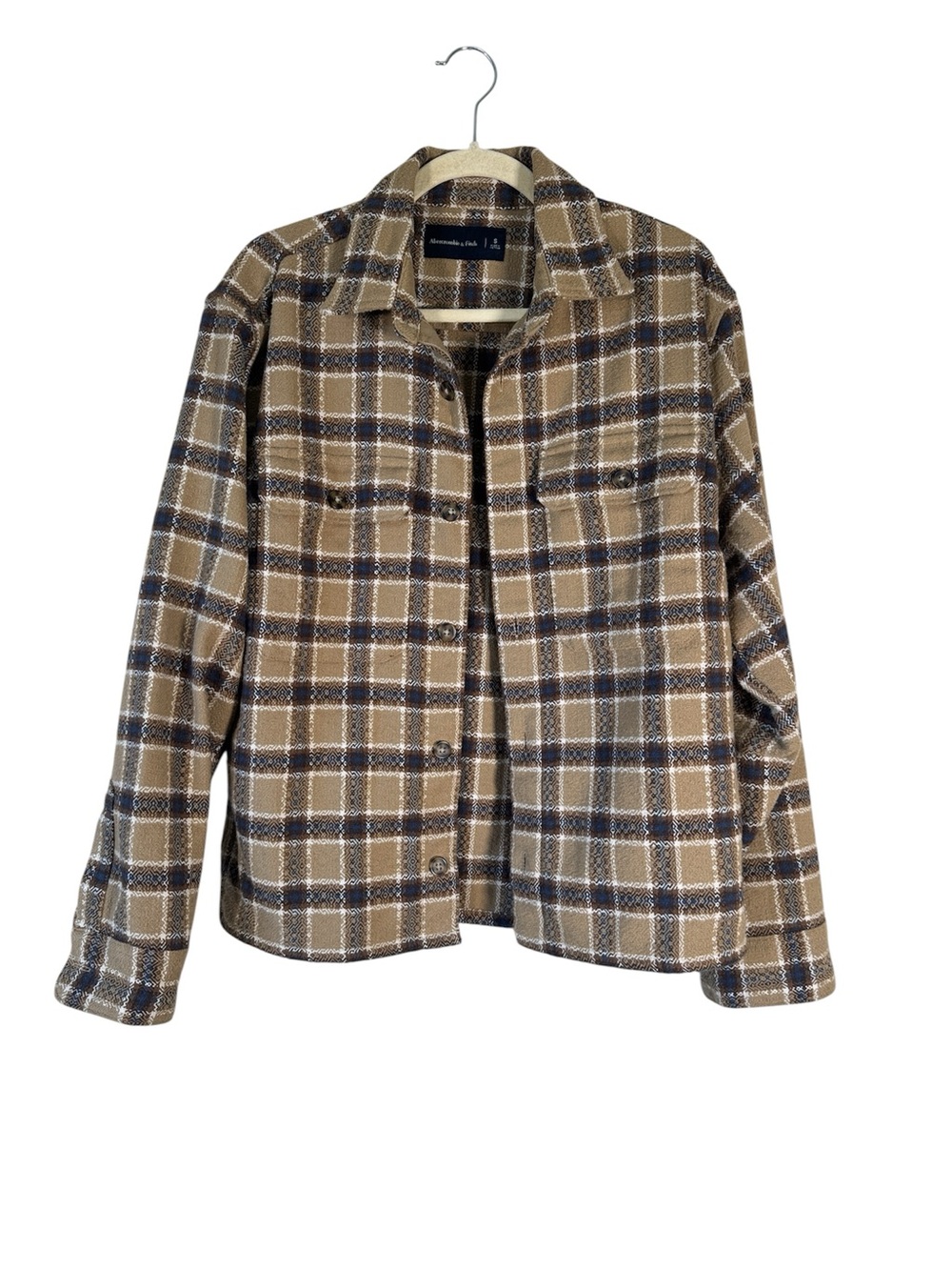 Abercrombie & Fitch Brown Plaid Shirt Jacket Womens S Fall Grunge Shacket